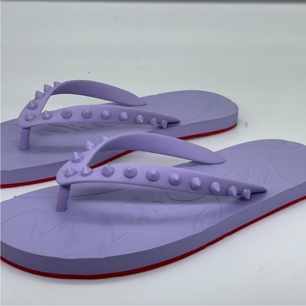 Christian Louboutin LOUBI Spikes Studded Flip Flops